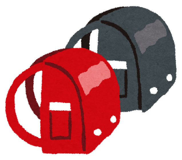 赤と黒のランドセル　イラスト