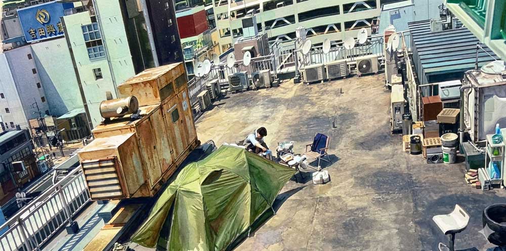 苦情の大罪　屋上テント　イラスト