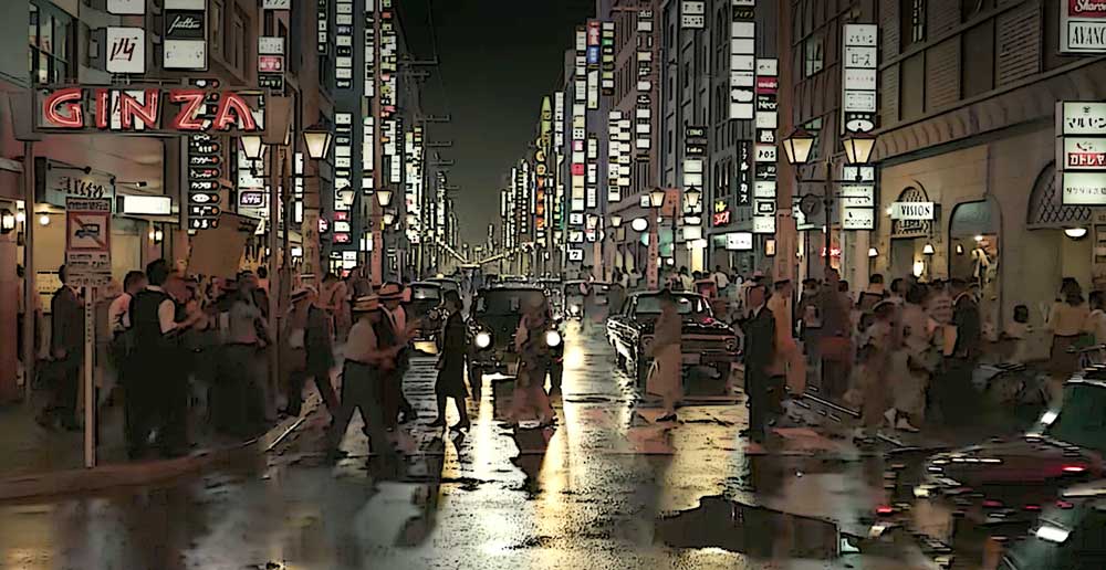 地獄に堕ちるわよ　銀座のシーンのイラスト